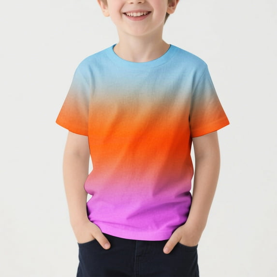 Spazoro Toddler Girls T-shirts, Summer Crewneck with Gradient Color Activewear Sport Short Sleeve Tops Tee Orange Size 9-10T