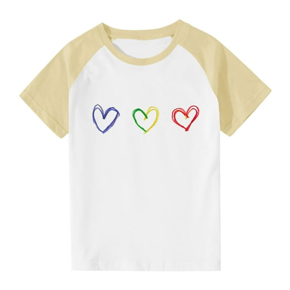 Spazoro Toddler Girls T-shirts, Summer Graphic Crewneck Casual Short Sleeve Tops Tee Yellow Size 3 T