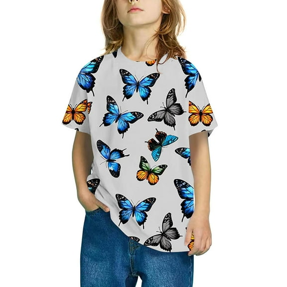 Spazoro Toddler Girls T-shirts, Summer Printed Casual Crewneck Short Sleeve Tops Tee Multicolor Size 3-4T