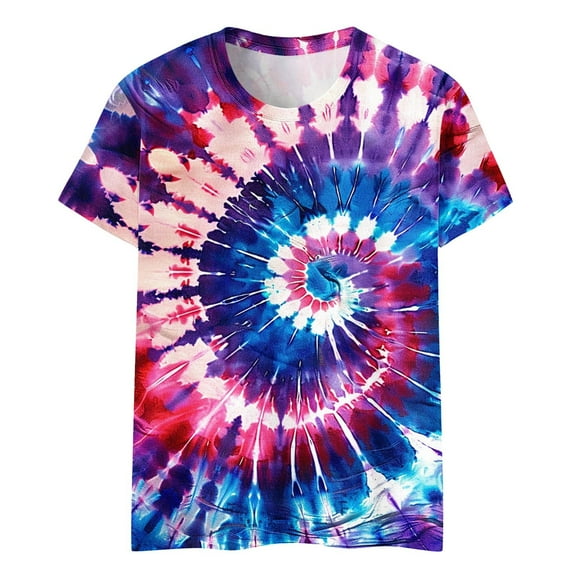 Spazoro Toddler Girls T-shirts, Tie Dye Summer Crewneck Casual Short Sleeve Tops Tee Multicolor Size 7 T