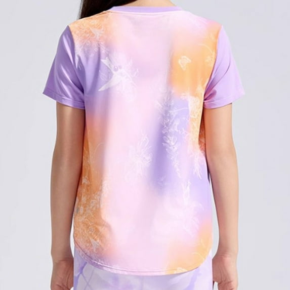 Spazoro Toddler Girls T-shirts, with Gradient Color Activewear Sport Crewneck Summer Short Sleeve Tops Purple Size 4-16T