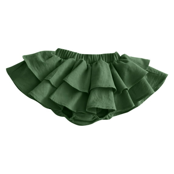 Spazoro Toddler Girls Tutu Dance Skirts, Breathable Summer Tiered Skirt Solid Puffy Skirts for Child Girls Green Size 7-8 T