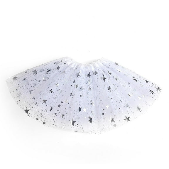 Spazoro Toddler Girls Tutu Dance Skirts, Glitter Mesh Leisure Princess Skirts for Child Girls White Size 1 T