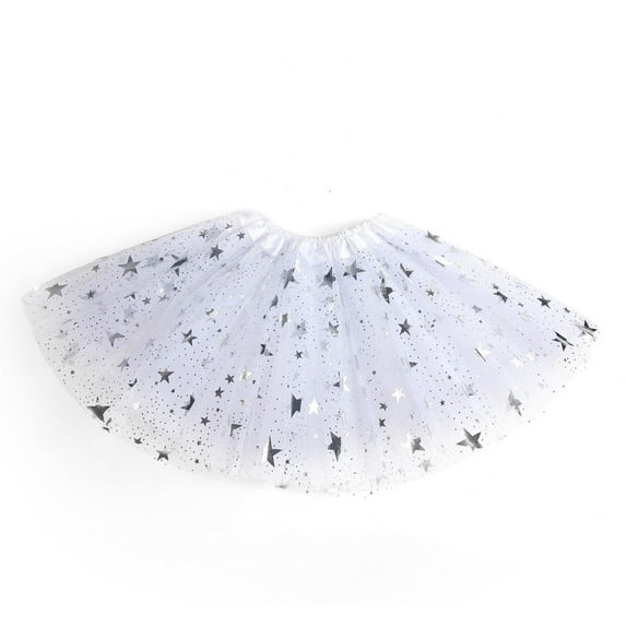 Spazoro Toddler Girls Tutu Dance Skirts, Glitter Mesh Leisure Princess Skirts for Child Girls White Size 1 T