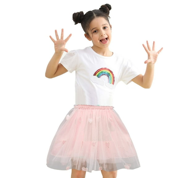 Spazoro Toddler Girls Tutu Dance Skirts, Leisure Gauze Gradient Color Princess Skirts for Child Girls Pink Size 3-4 T