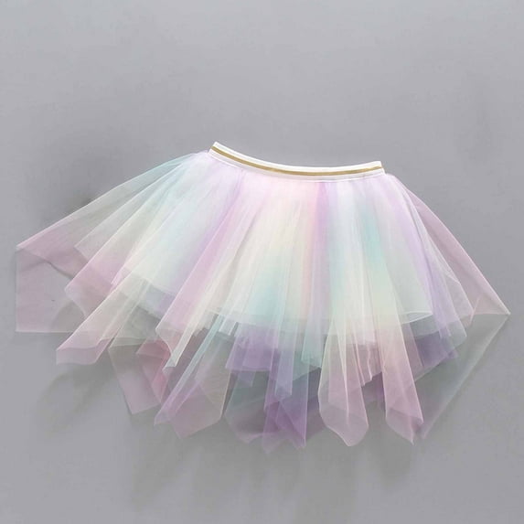 Spazoro Toddler Girls Tutu Dance Skirts, Leisure Gradient Color Gauze Princess Skirts for Child Girls Green Size 8-9 T