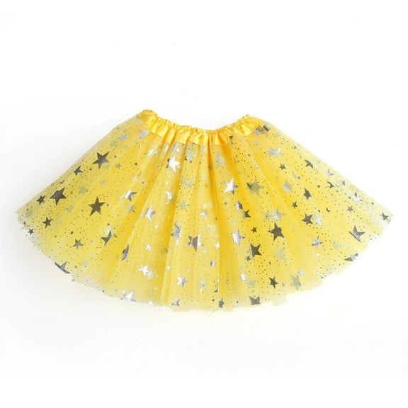 Spazoro Toddler Girls Tutu Dance Skirts, Leisure Mesh Glitter Princess Skirts for Child Girls Yellow Size 1 T