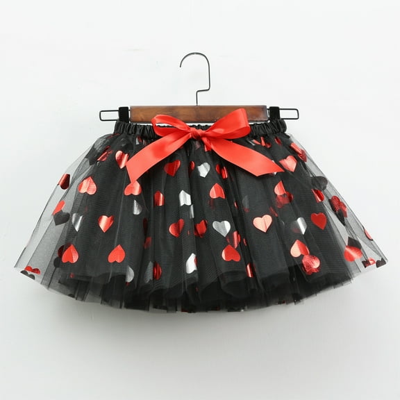 Spazoro Toddler Girls Tutu Dance Skirts, Mesh Leisure Halloween A-Line Skirts for Child Girls Red Size 2-3 T