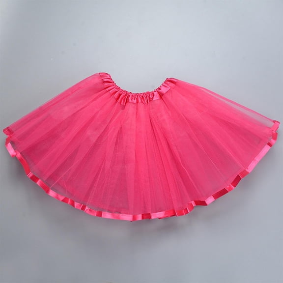 Spazoro Toddler Girls Tutu Dance Skirts, Mesh Solid Leisure Princess Skirts for Child Girls Hot Pink Size 4 T
