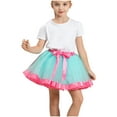 thumbnail image 1 of Spazoro Toddler Girls Tutu Dance Skirts, Rainbow Leisure Bow Knot Mesh Princess Skirts for Child Girls Blue Size 5-8 T, 1 of 9