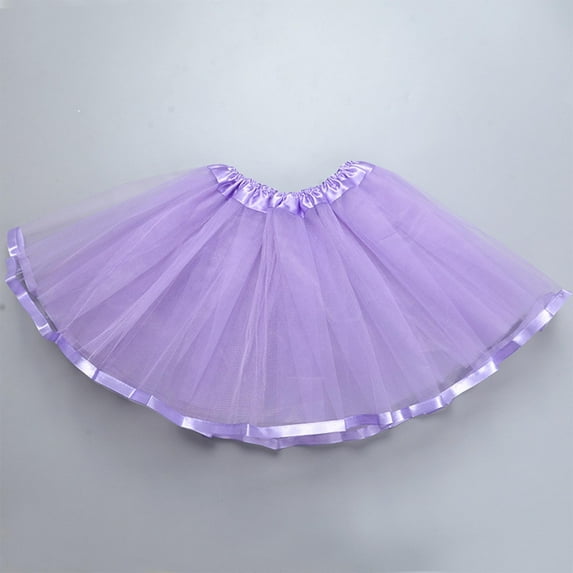 Spazoro Toddler Girls Tutu Dance Skirts, Solid Leisure Mesh Princess Skirts for Child Girls Purple Size 4 T