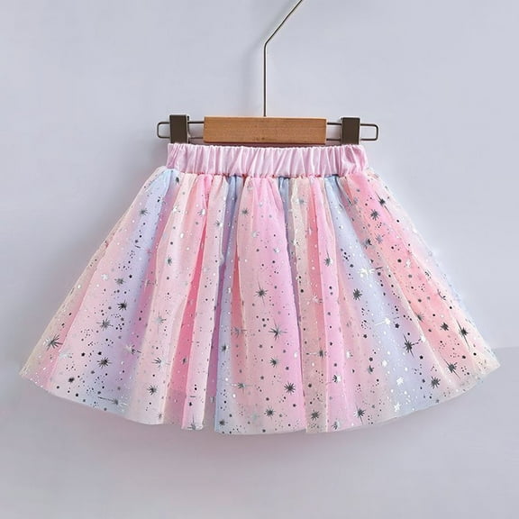 Spazoro Toddler Girls Tutu Dance Skirts, Solid Mesh Glitter Tiered Skirt Princess Skirts for Child Girls Pink Size 3 T