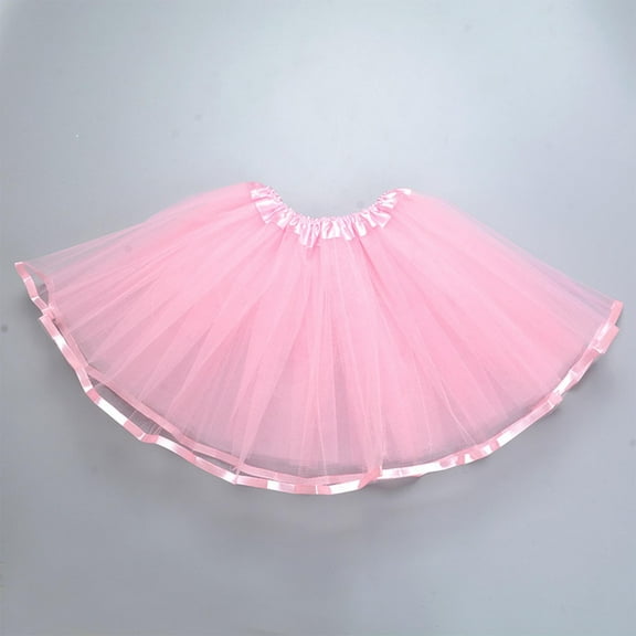 Spazoro Toddler Girls Tutu Dance Skirts, Solid Mesh Leisure Princess Skirts for Child Girls Pink Size 4 T