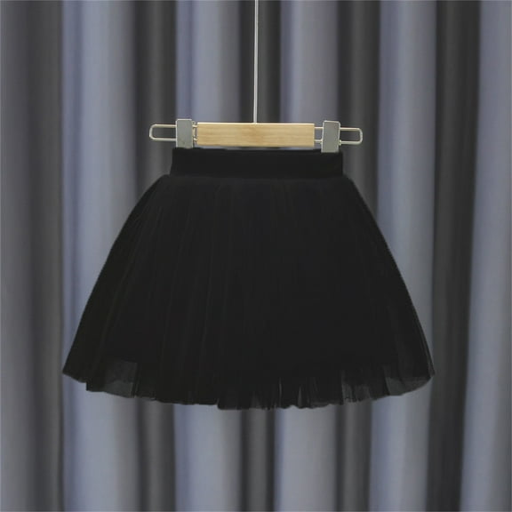 Spazoro Toddler Girls Tutu Dance Skirts, Tiered Skirt Bow Knot Solid Mesh Princess Skirts for Child Girls Black Size 5 T
