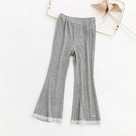 Spazoro Toddler Girls Wide Leg Leggings, Elastic Waist Soft & Comfy Casual Summer Stretchy Outwear Tights Pants Gray Size 6 T