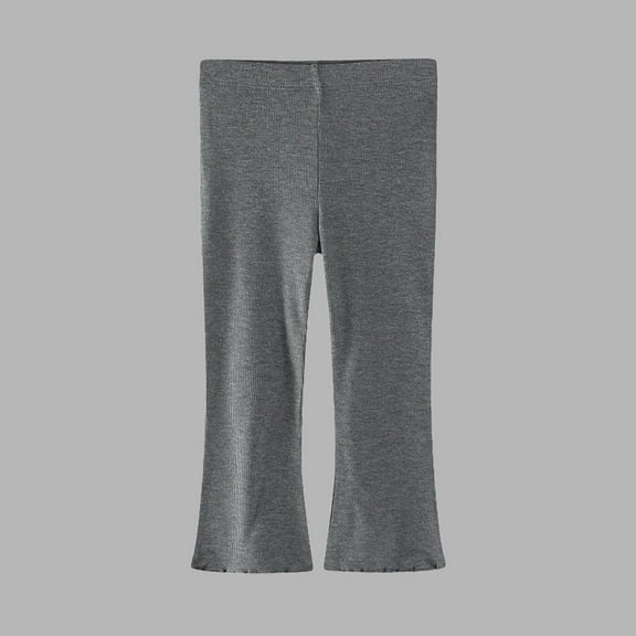 Spazoro Toddler Girls Wide Leg Leggings, Fall and Winter Stretchy Yoga Sports Soft & Comfy Elastic Waist Outwear Tights Pants Gray Size 6 T