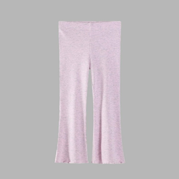 Spazoro Toddler Girls Wide Leg Leggings, Stretchy Fall and Winter Soft & Comfy Yoga Sports Elastic Waist Outwear Tights Pants Purple Size 6 T