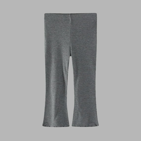 Spazoro Toddler Girls Wide Leg Leggings, Stretchy Soft & Comfy Fall and Winter Yoga Sports Elastic Waist Outwear Tights Pants Gray Size 3 T