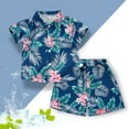 thumbnail image 1 of Spazoro Toddler Kids Boys Girls Outfit Shirts Sets, 2-Piece Summer 2025 Printed Short Sleeve Casual Shorts Set Dark Blue Size 1 T, 1 of 3