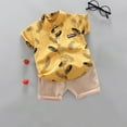 thumbnail image 1 of Spazoro Toddler Kids Boys Girls Outfit Shirts Sets, Summer 2025 2-Piece Printed Short Sleeve Casual Shorts Set Yellow Size 4 T, 1 of 3
