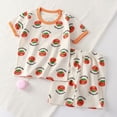 thumbnail image 1 of Spazoro Toddler Kids Boys Girls Outfit Shirts Sets, Summer 2025 Printed Short Sleeve 2-Piece Casual Shorts Set Orange Size 4 T, 1 of 5