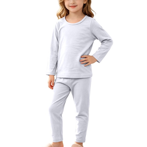 Spazoro Toddler Kids Girls 2PC 100% Cotton Ouifit Sets, Fall Winter Soft & Comfy Long Sleeve Solid Color Casual Shirts and Pants for Loungewear White Size 6 Months