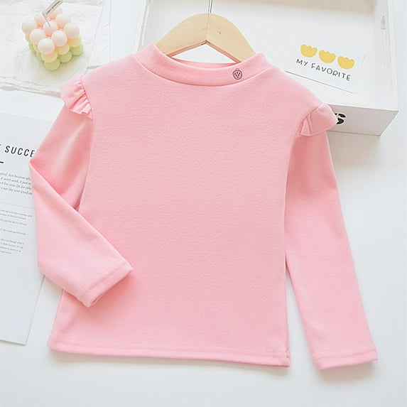 Spazoro Toddler Kids Girls Boys Sweatshirts, Crew Neck Fall Winter Long Sleeve Solid Color Tops for Childs Girls Boys Pink Size 1 T