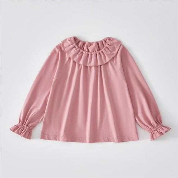 Spazoro Toddler Kids Girls Boys Sweatshirts, Crew Neck Long Sleeve Solid Color Fall Winter Tops for Childs Girls Boys Pink Size 1 T