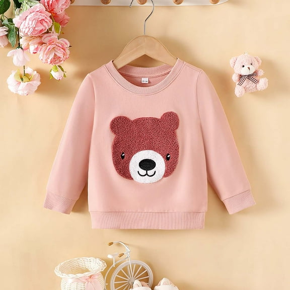 Spazoro Toddler Kids Girls Boys Sweatshirts, Fall Winter Crew Neck Animal Print Long Sleeve Tops for Childs Girls Boys Pink Size 2 T