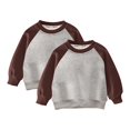 thumbnail image 1 of Spazoro Toddler Kids Girls Boys Sweatshirts, Fall Winter Crew Neck Solid Color Long Sleeve Tops for Childs Girls Boys Brown Size 1-2T, 1 of 3