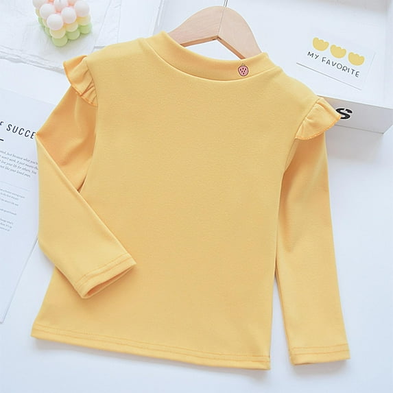 Spazoro Toddler Kids Girls Boys Sweatshirts, Fall Winter Crew Neck Solid Color Long Sleeve Tops for Childs Girls Boys Yellow Size 1 T