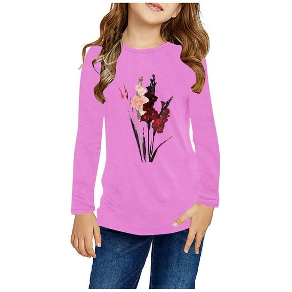 Spazoro Toddler Kids Girls Boys Sweatshirts, Long Sleeve Crew Neck Graphic Fall Winter Tops for Childs Girls Boys Pink Size 11 T