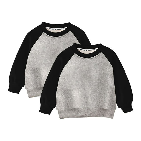 Spazoro Toddler Kids Girls Boys Sweatshirts, Long Sleeve Solid Color Crew Neck Fall Winter Tops for Childs Girls Boys Gray Size 8 T