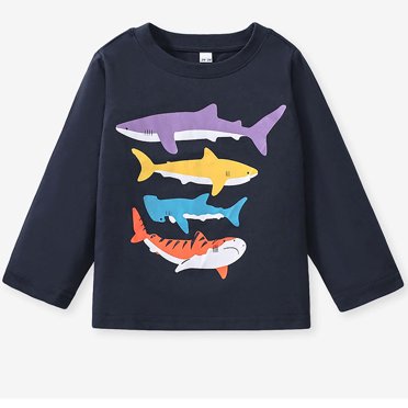 CLOISE Black Kids White T Shirt 3/4 Sleeve Girl Boys Toddler Crew Neck ...