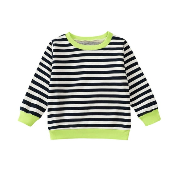 Spazoro Toddler Kids Girls Boys Sweatshirts, Striped Long Sleeve Crew Neck Fall Winter Tops for Childs Girls Boys Navy Size 4-5T