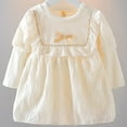 thumbnail image 1 of Spazoro Toddler Kids Girls Dress, Princess Loose Bow College Style Long Sleeve Fall Winter Dresses for Girls White Size 1-2T, 1 of 6