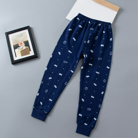 Spazoro Toddler Kids Girls Sweatpants, Fall Winter Cute Print Casual Loose Pants for Little Girls Blue Size 12 T