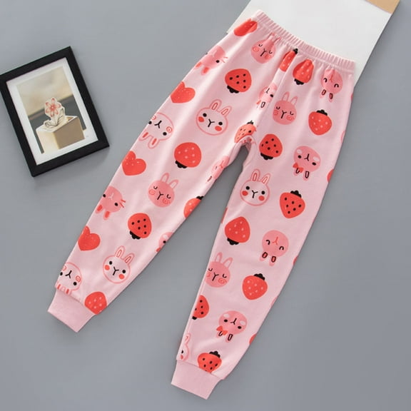 Spazoro Toddler Kids Girls Sweatpants, Loose Cute Print Casual Fall Winter Pants for Little Girls Pink Size 2 T