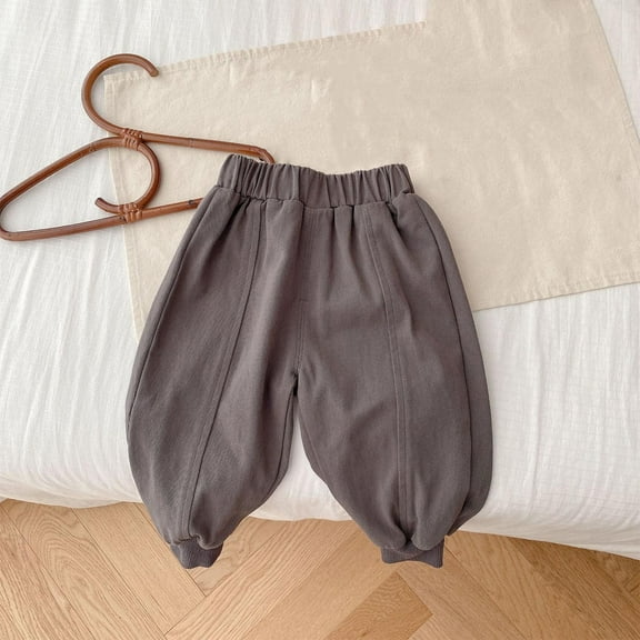 Spazoro Toddler Kids Girls Sweatpants, Solid Color Loose Fall Winter Casual Pants for Little Girls Gray Size 0 Months