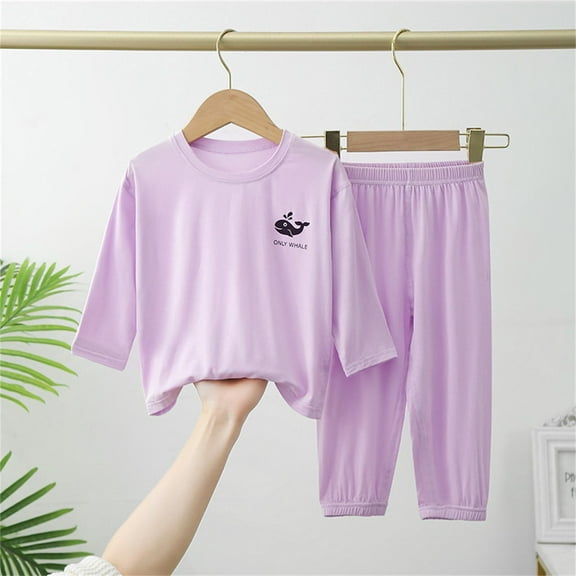 Spazoro Toddler to Big Girls Pajamas Set, Sleepwear 2-Piece Cotton Fall & Winter Long Sleeve Shirts and Pants Outfit Pjs Set Purple Size 3-4T