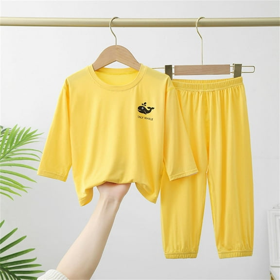 Spazoro Toddler to Big Girls Pajamas Set, Sleepwear Cotton Fall & Winter 2-Piece Long Sleeve Shirts and Pants Outfit Pjs Set Yellow Size 2-3T