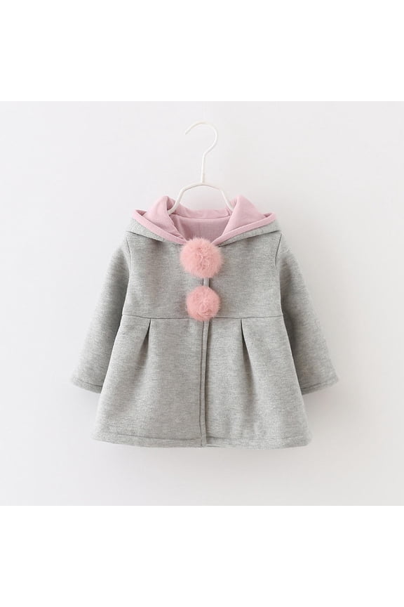 Toddlers Girls Outwear Jackets, Hooded Casual Cute Winter Warm Coats for Girls Gray Size 1 T
