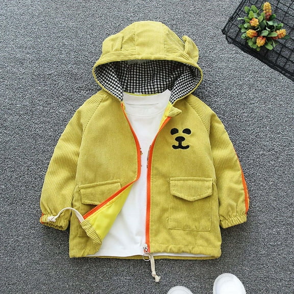 Spazoro Toddlers Girls Outwear Jackets, Hooded Warm Cute Casual Winter Coats for Girls Yellow Size 80 3 Months