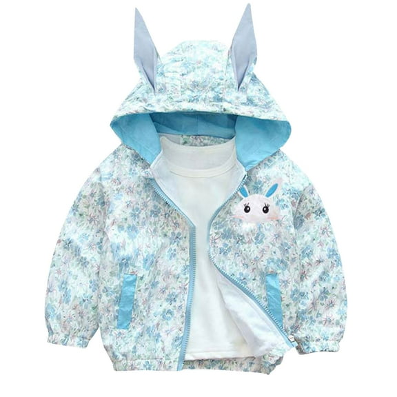 Spazoro Toddlers Girls Outwear Jackets, Warm Casual Hooded Cute Winter Coats for Girls Blue Size 80 3 Months
