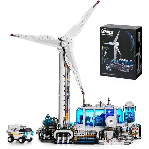 Spcae Station Building Set, Wind Power Station Space Building Block | Space Model Building Kit - Decor for Home Office - Toy Gift for Adults Teens Boys - 2288 PCS