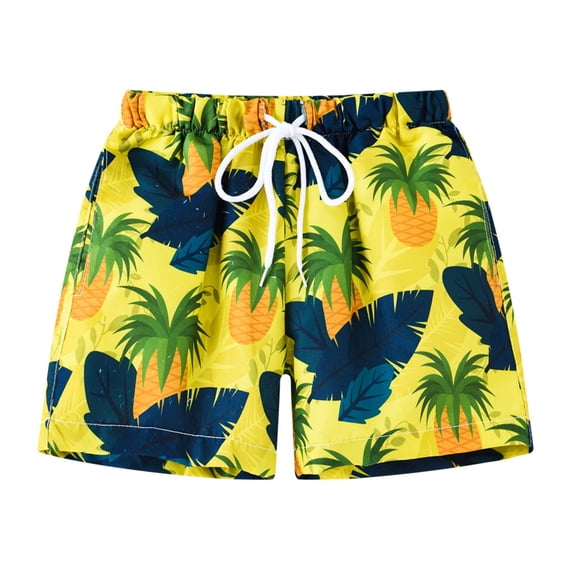 Spdoo Boy's Swim Trunks Kid Board Shorts with Mesh Lining Youth Swimwear Light Yellow 7-8Years
