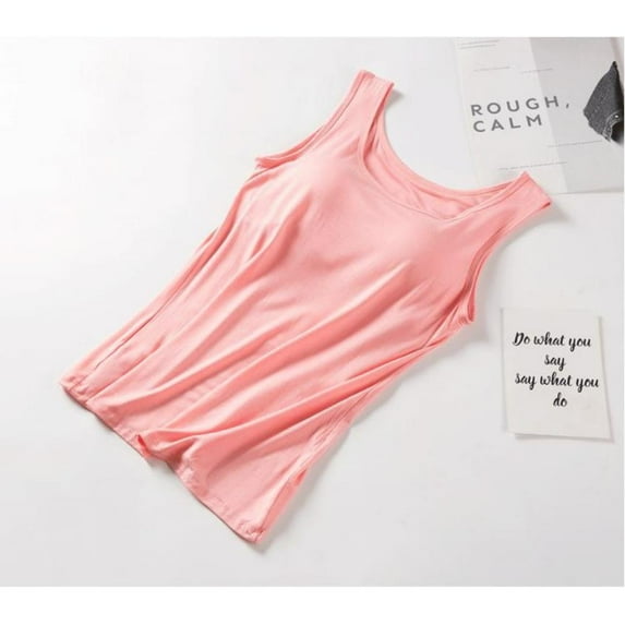 Spdoo Classic Tank Tops With Shelf Bra For Women Stretch Tanks Wide Strap Undershirts O Neck Spaghetti Strap Tank Tops Sleeveless Shirts With Cotton Chest Pad