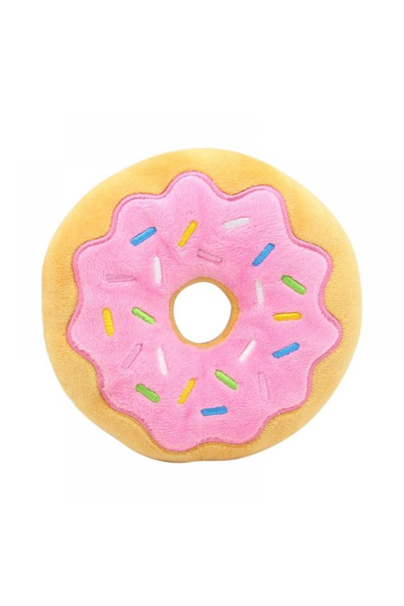 Round Doughnut Back Stuffed Cushion Throw Pillow Plush Play Toy Doll For Pet Soft Bite Resistant Chew Toy With Squeaker 6 Inch Simulation Doughnut Plush Toy Pink