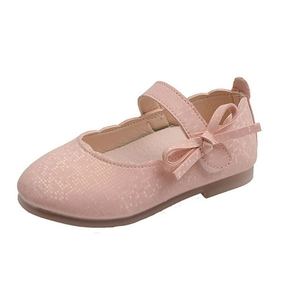 Spdoo Toddler girls with princess skirt leather shoes non-slip soft bottom spring and summer children's shiny sequins leather shoes Pink 7 Toddler