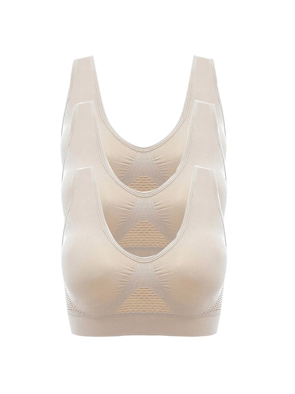Women's 3 Pack Seamless Comfortable Sports Bra with Removable Pads